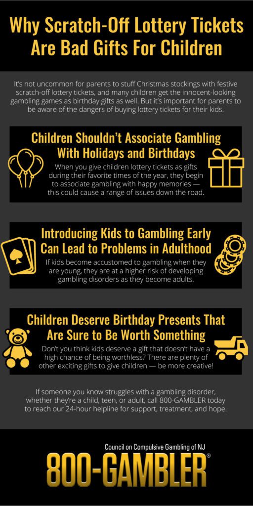 Infographic explaining why scratch-offs are bad gifts for children